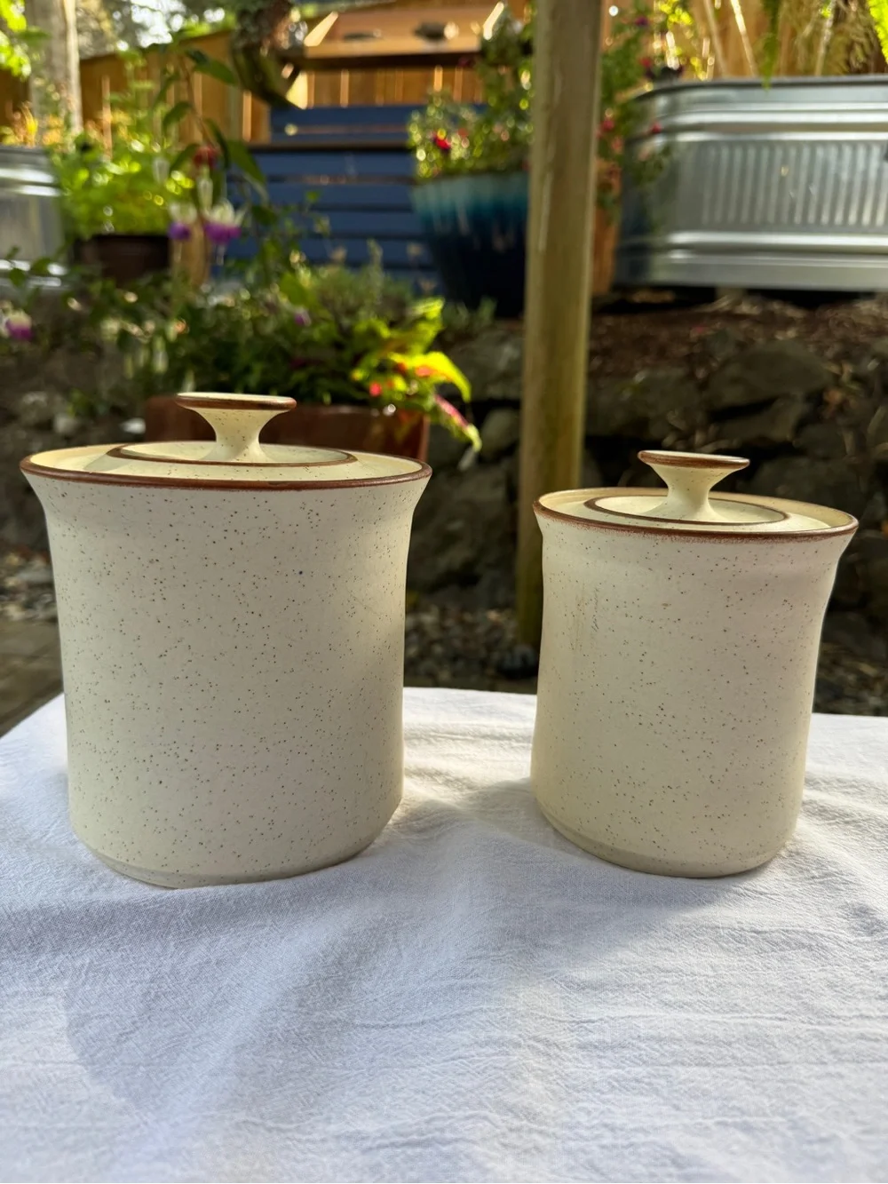 Bennett Welsh Signed Studio Pottery Stoneware Canister Set Wheat Pattern